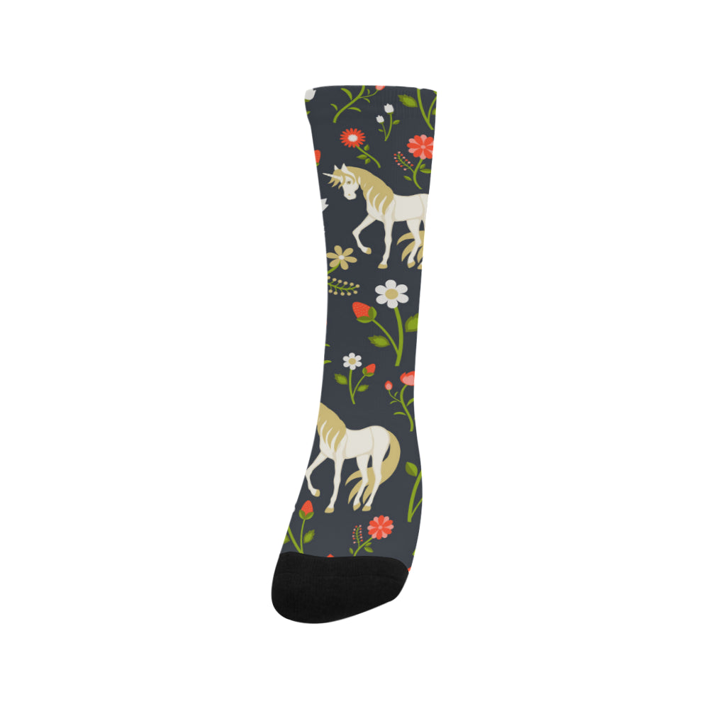 floral pattern with magic unicorns Trouser Socks