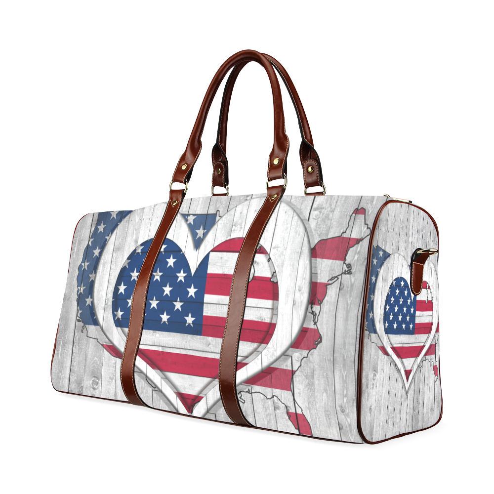 American Flag& Map Waterproof Travel Bag/Large (Model 1639)