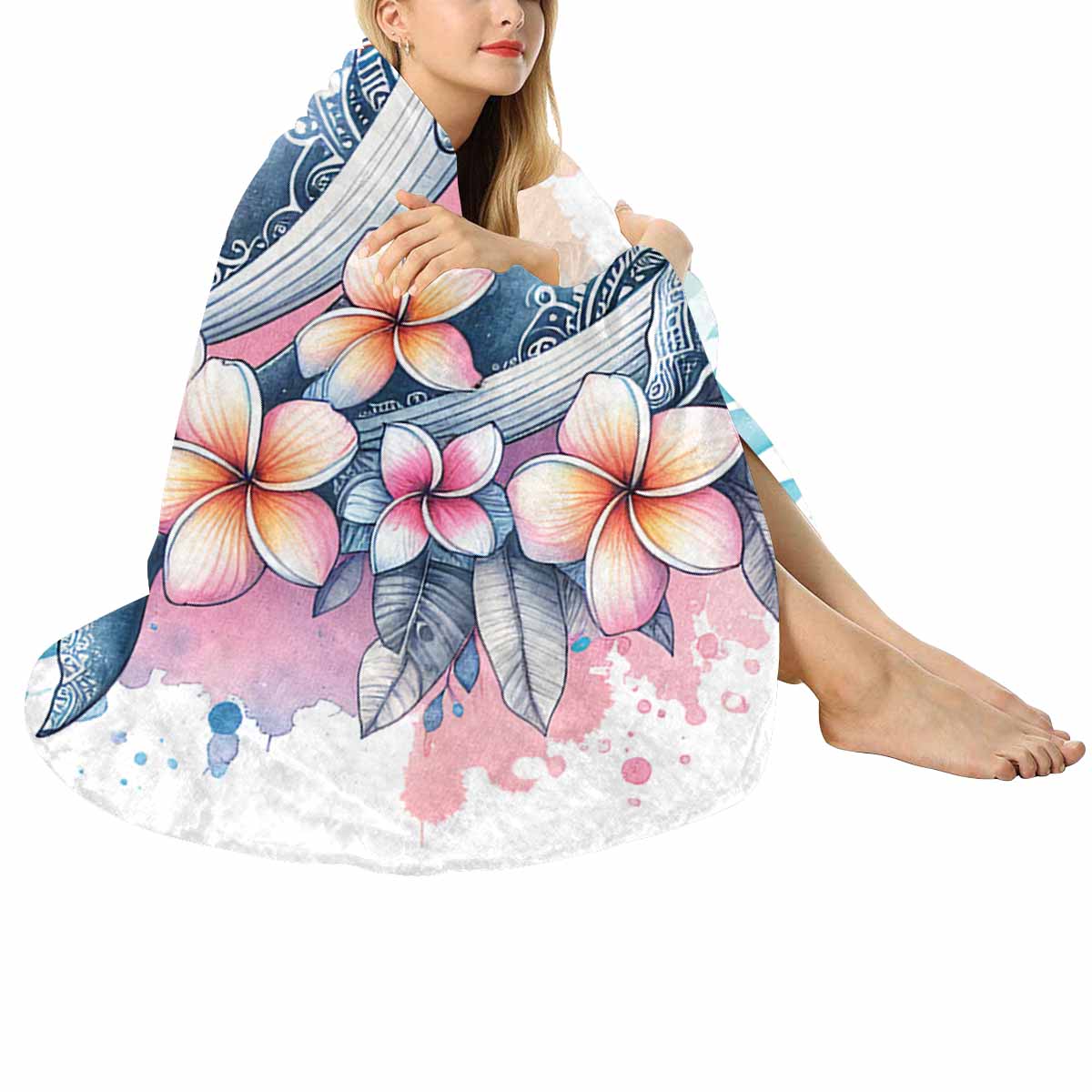 Sea_Animals_Dolphins_Awd351104  Circular Micro Fleece Blanket 47"
