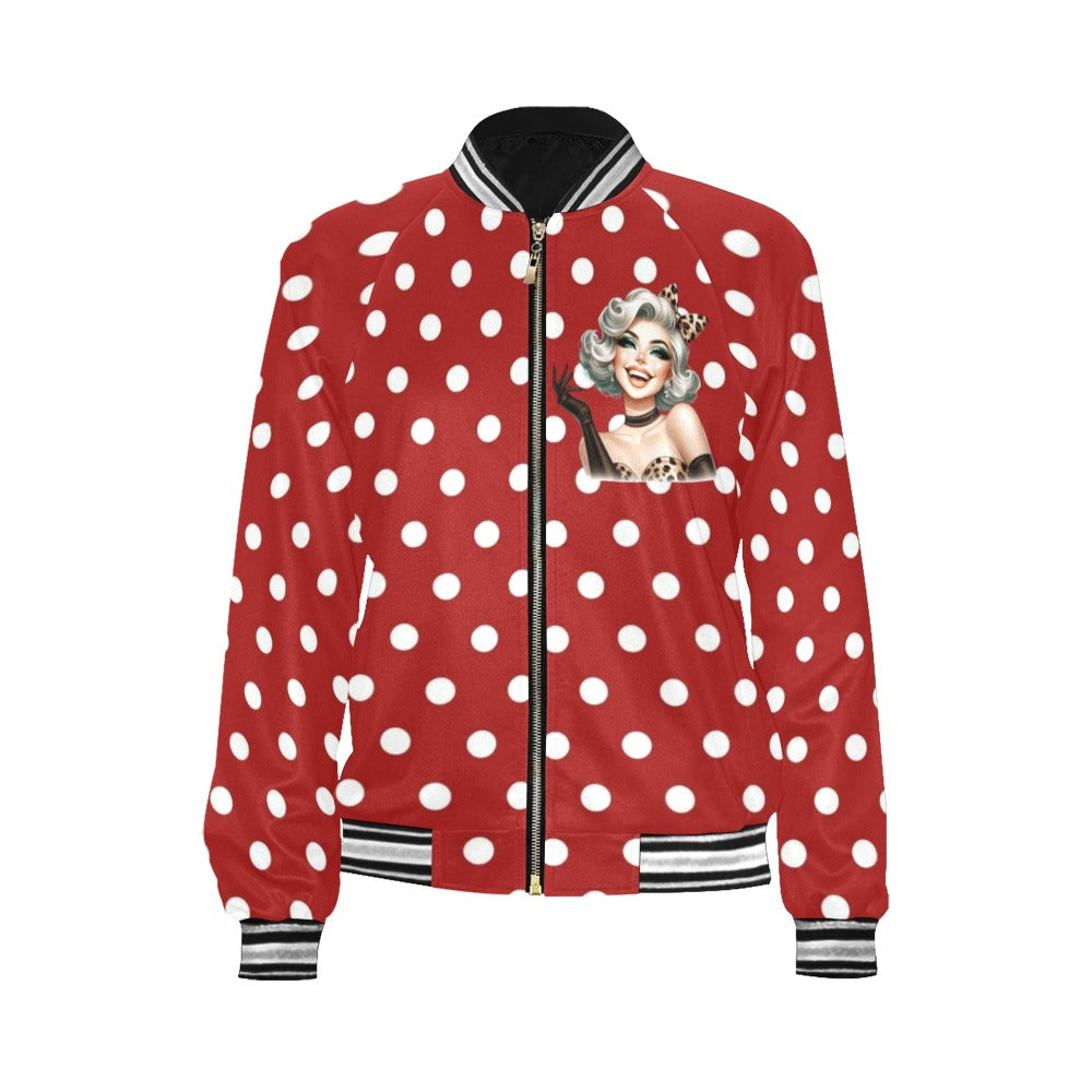 Polka Dots Bomber Jacket for Women