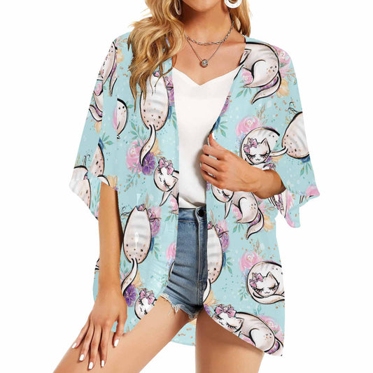 Blue Cats  GP Women's Kimono Chiffon Cover Up