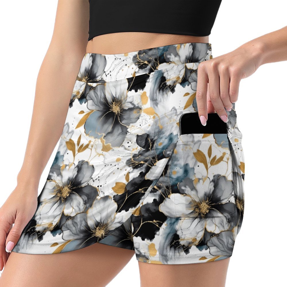 Alcohol Ink A-Line Skirt with Pocket Light proof trouser skirt