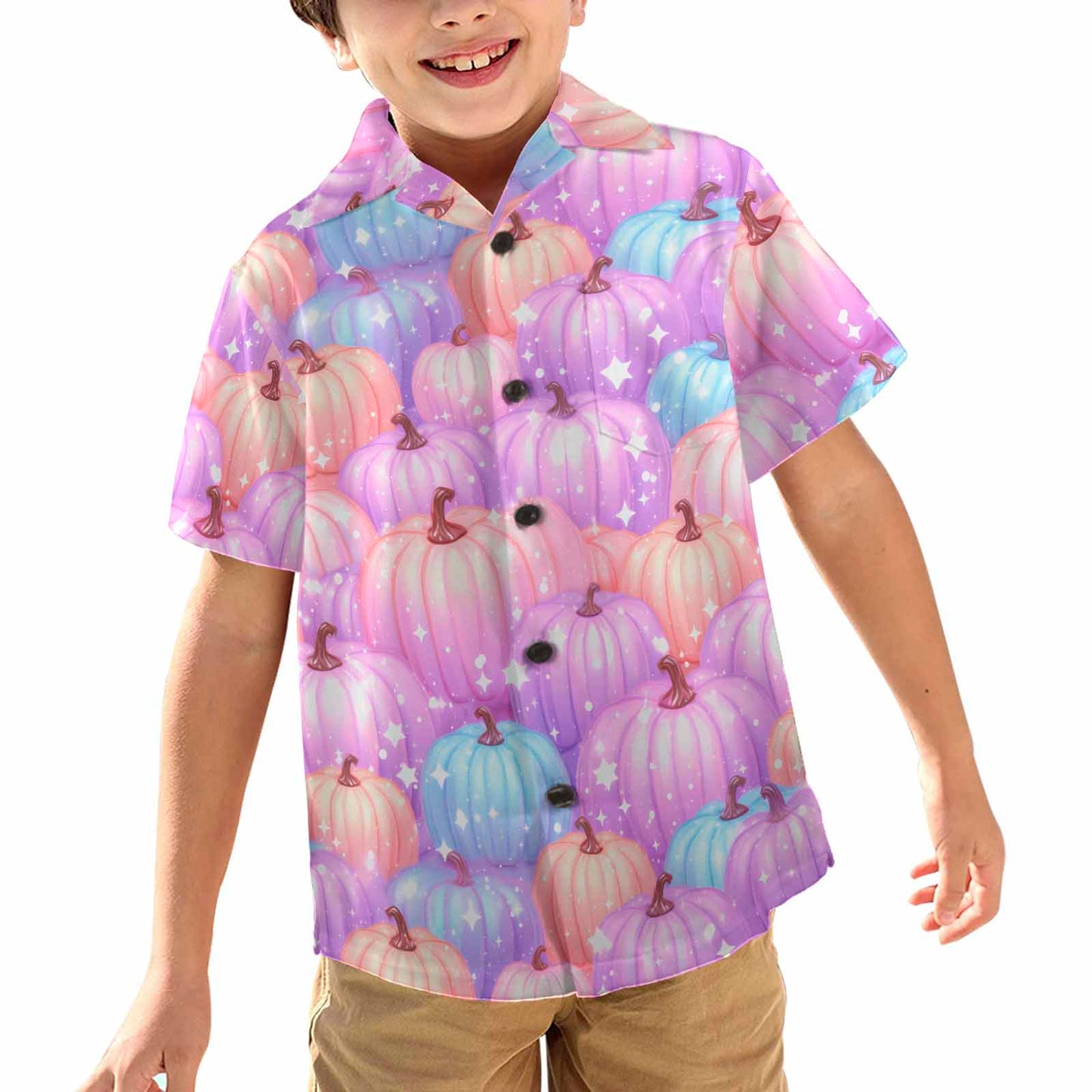 Pastel Pumpkin  Little Boys Hawaiian Shirt