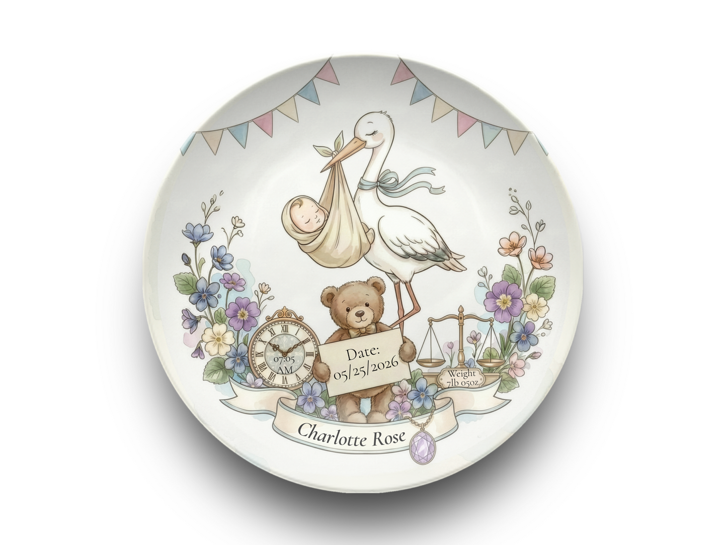Personalised Baby Keepsake Plate | Birth Details Plate | Newborn Gift | Custom Baby Name Plate | Baby Shower Gift | First Birthday Keepsake