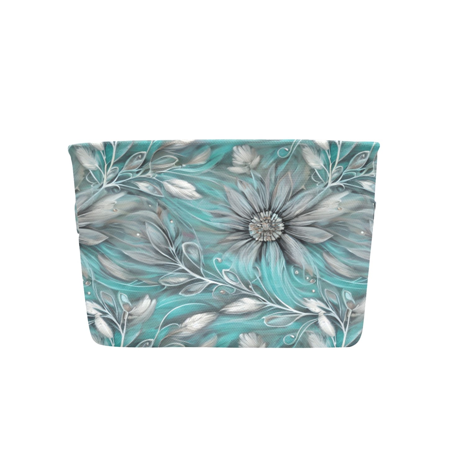 Green Elegant Floral Fabric Storage Basket