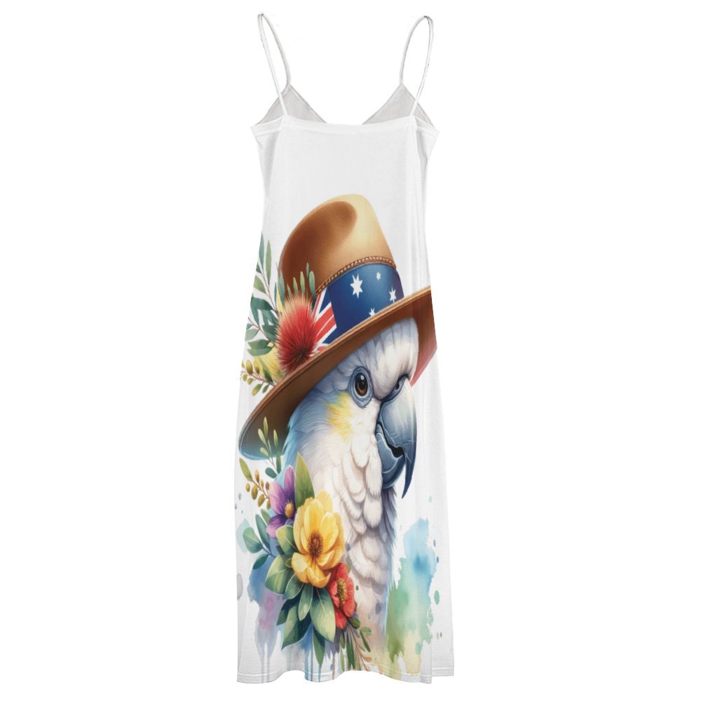 Australian Animals Cockatoo Spaghetti Strap Ankle-Length Dress Long dress