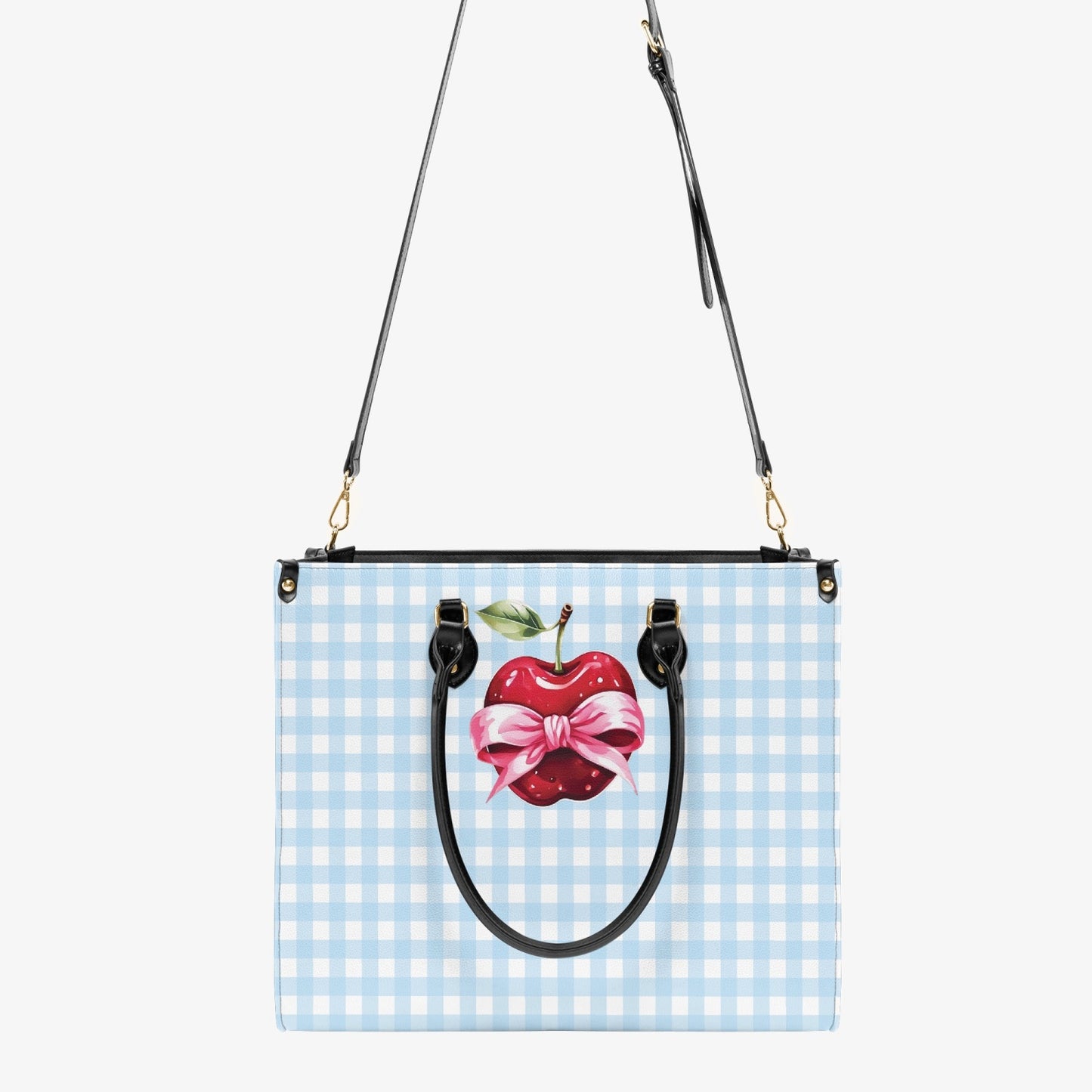 Women's Tote Bag - Rockabilly - Apple Plaid Light Blue