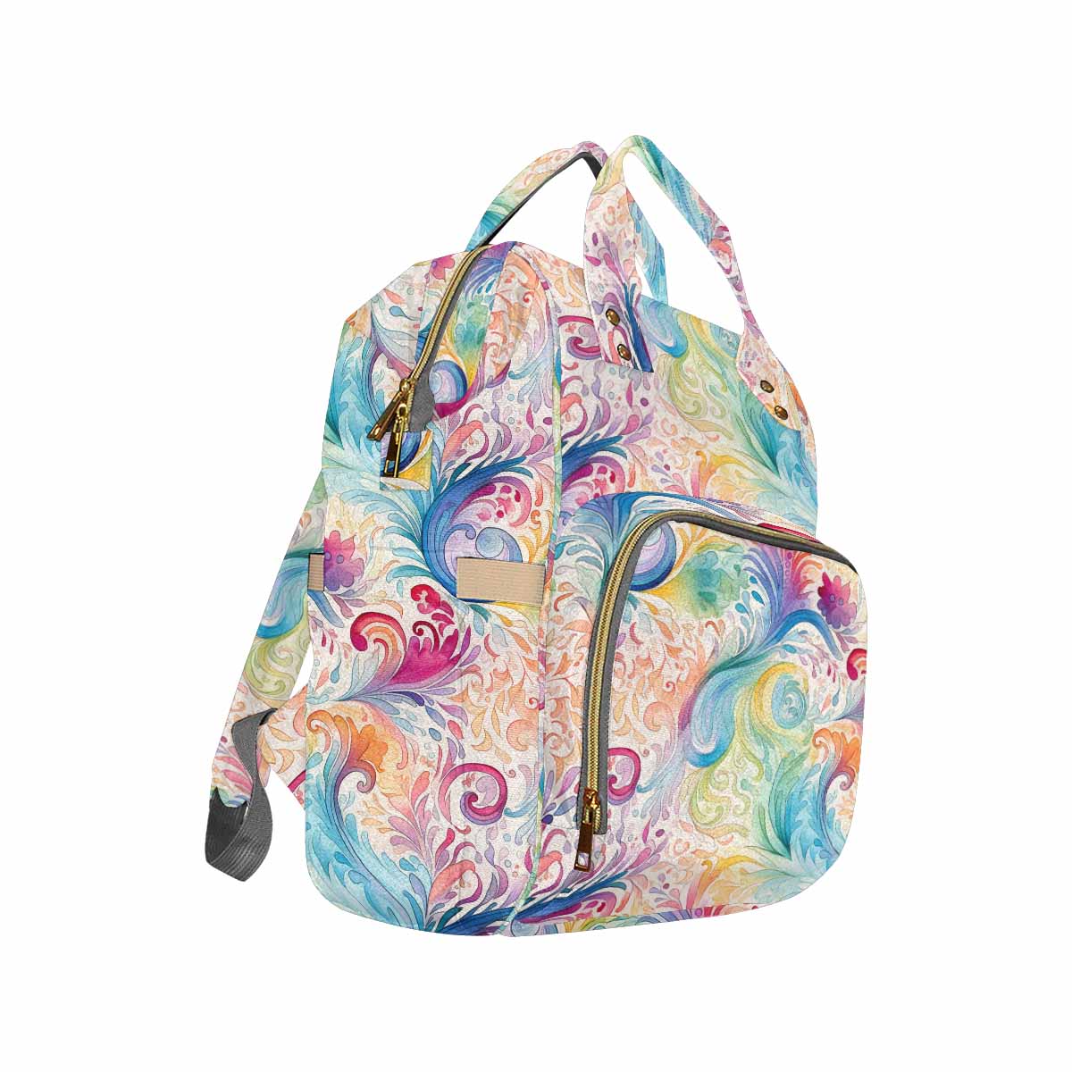 Pastel Rainbow Paisley Diaper Bag Backpack