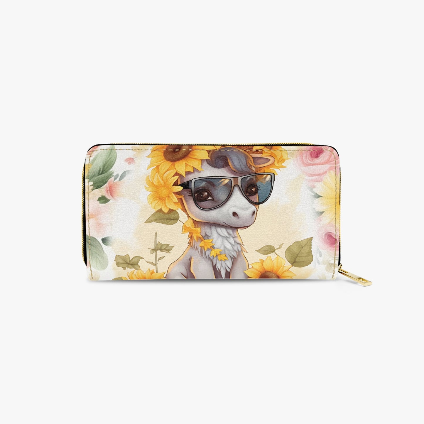 Long Type Zipper Purse, Donkey, Sunflower, awd-656