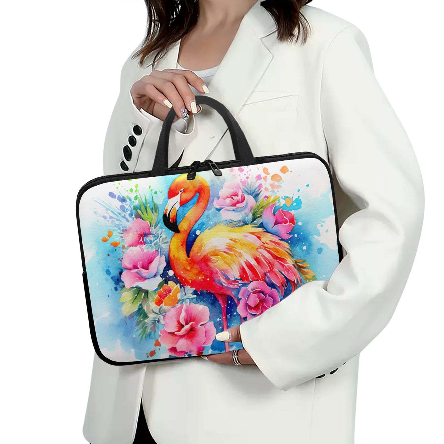 Laptop Sleeve with handles - Flamingo