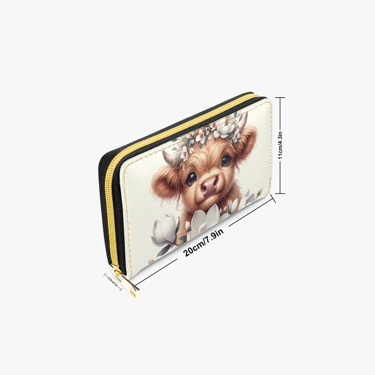 Long Type Zipper Purse - Highland Cow