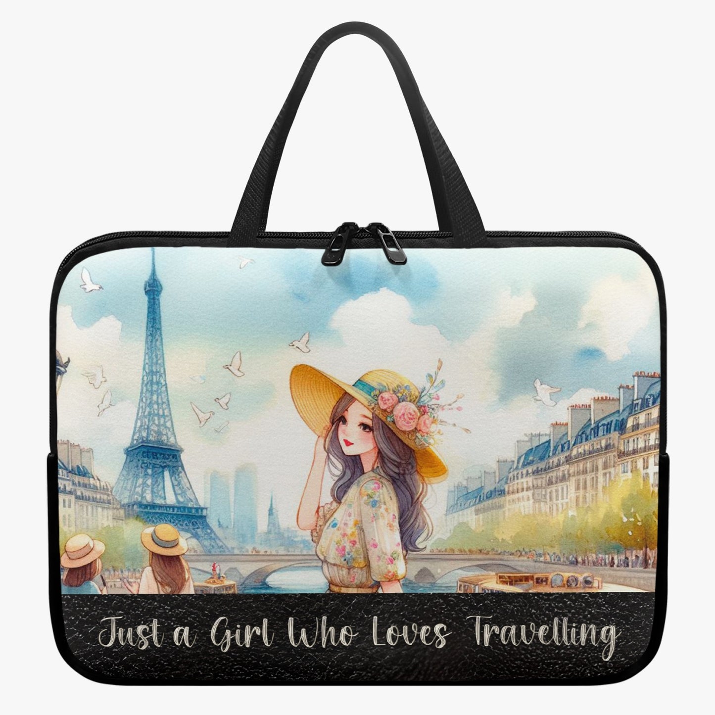 Laptop Sleeve with handles - Just a Girl Who Loves Travelling