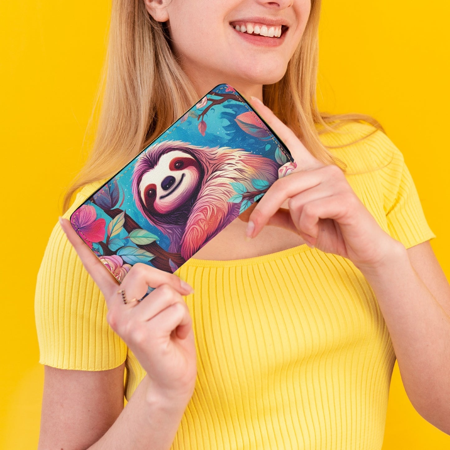 Long Type Zipper Purse - Sloth