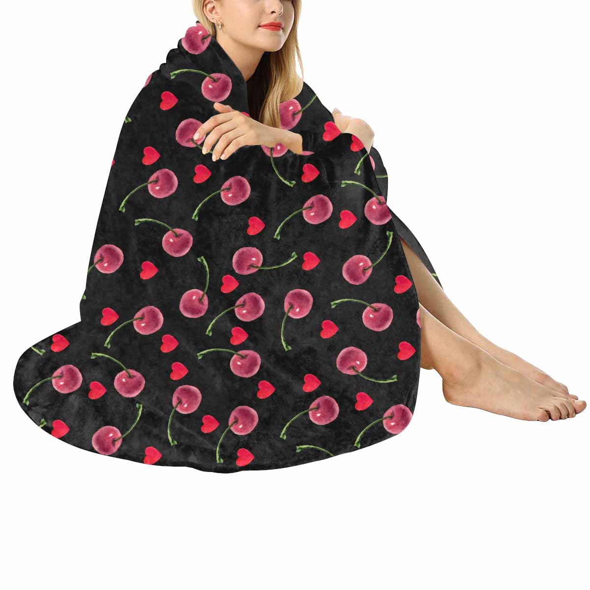 Cherries  Circular Micro Fleece Blanket 47"