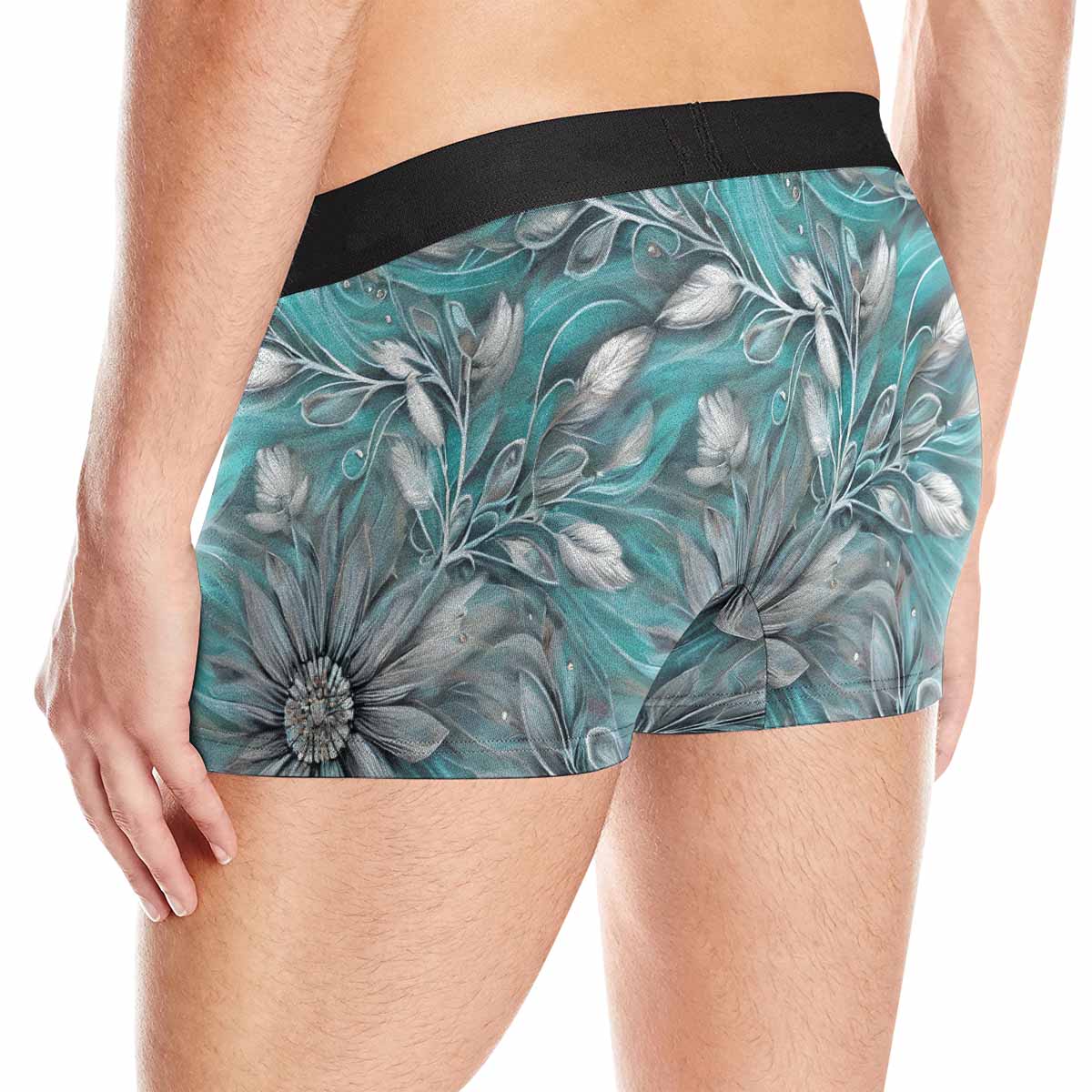 Green Elegant Floral AUS Men's Boxer Briefs (Made In AUS)