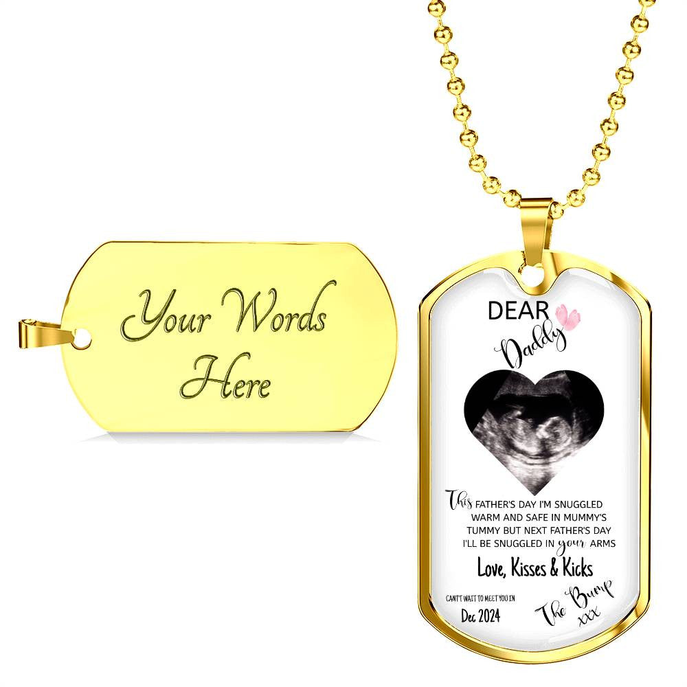 Dog Tag Personalised Dear Daddy Can't Wait to Meet you Pendant