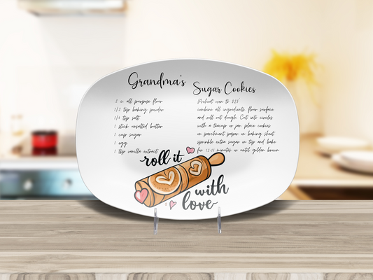 Personalised Handwritten Family Recipe Heirloom Roll it with Love Plate/Platter