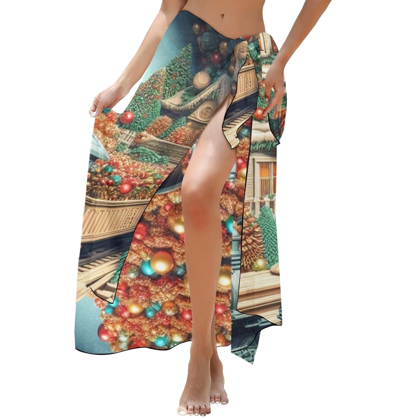 Christmas Scene7 Long Beach Sarong Wrap