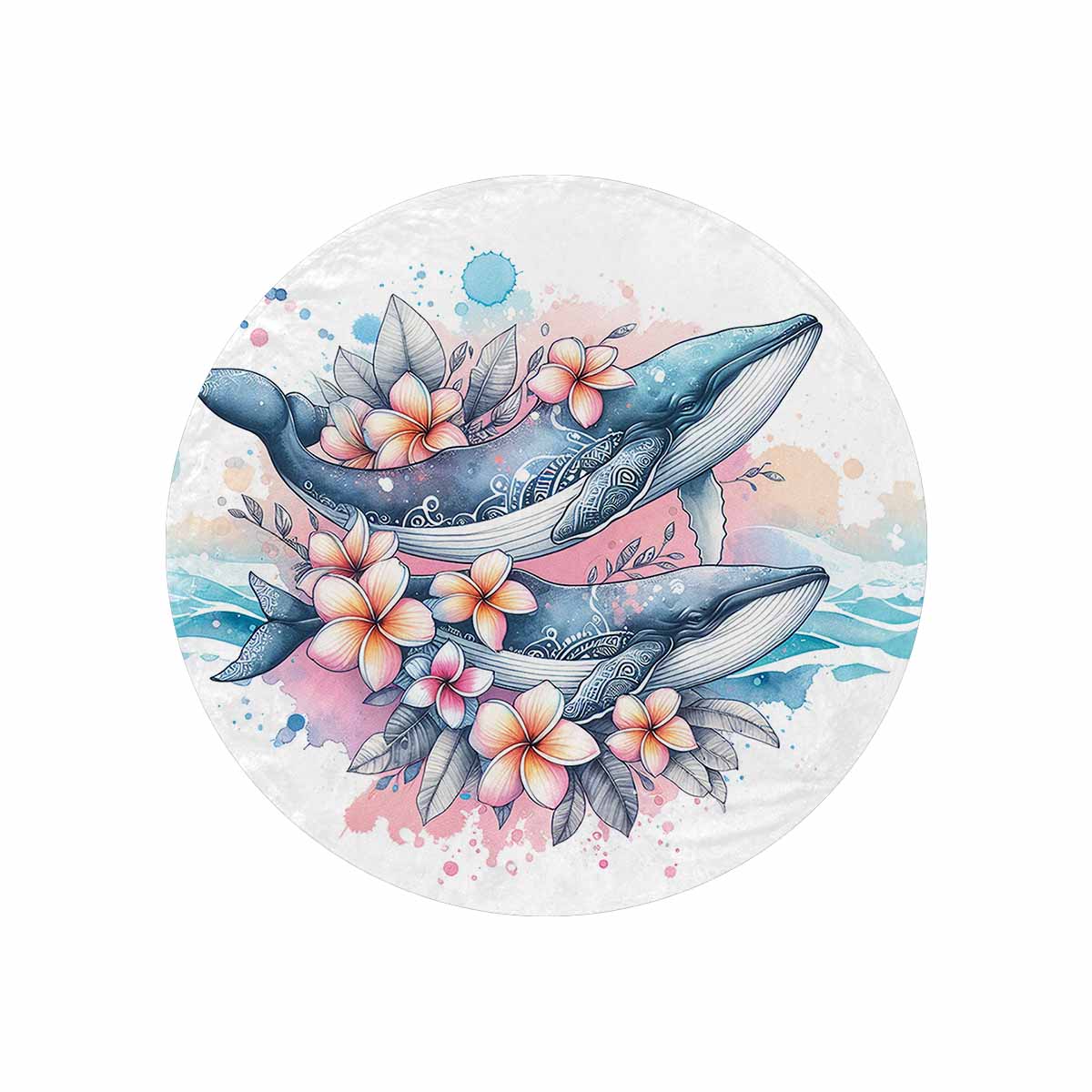 Sea_Animals_Dolphins_Awd351104  Circular Micro Fleece Blanket 60"