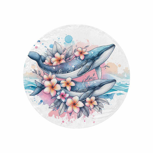 Sea_Animals_Dolphins_Awd351104  Circular Micro Fleece Blanket 60"