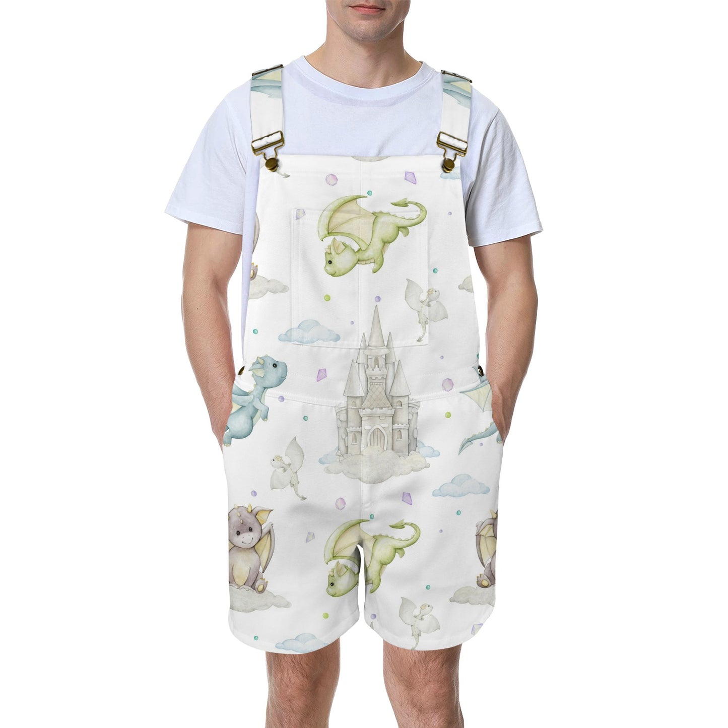 Whimsical Dragons Emerson Easy-Wear Jumpsuit Unisex Shorts Suspender Jumpsuit