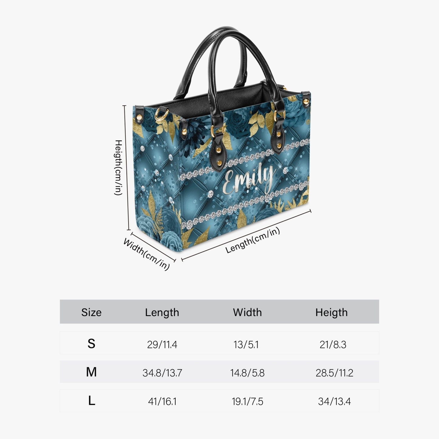 Women's Tote Bag - Teal Floral, Personalised