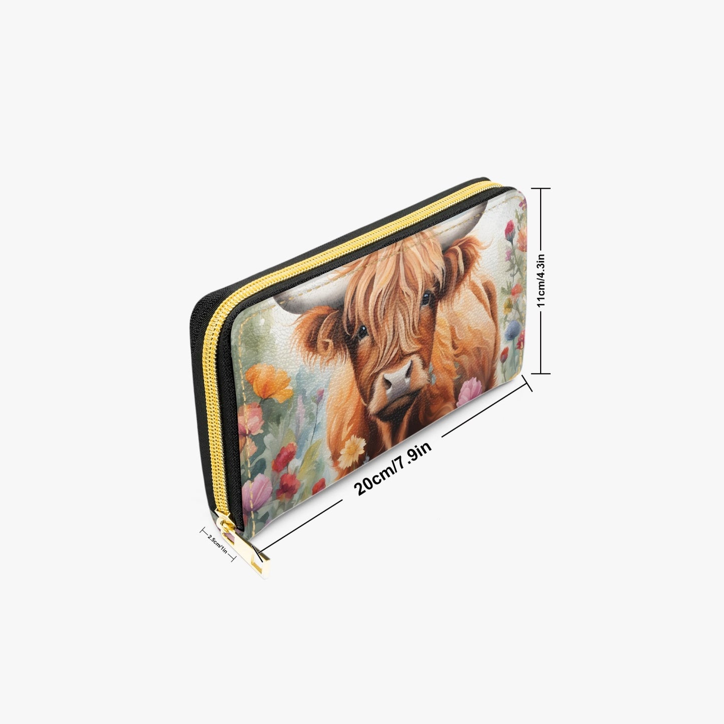 Long Type Zipper Purse, Highland Cow, awd-643