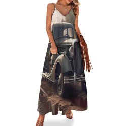 Vintage Car Spaghetti Strap Ankle-Length Dress Long dress