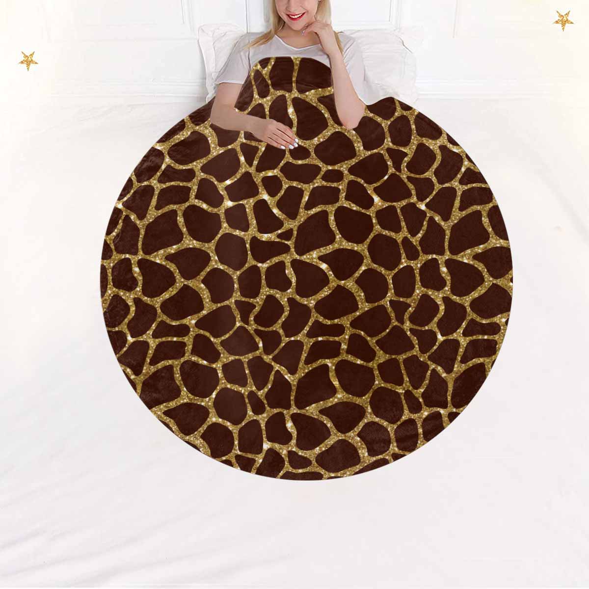 Animal print 6  Circular Micro Fleece Blanket 60"