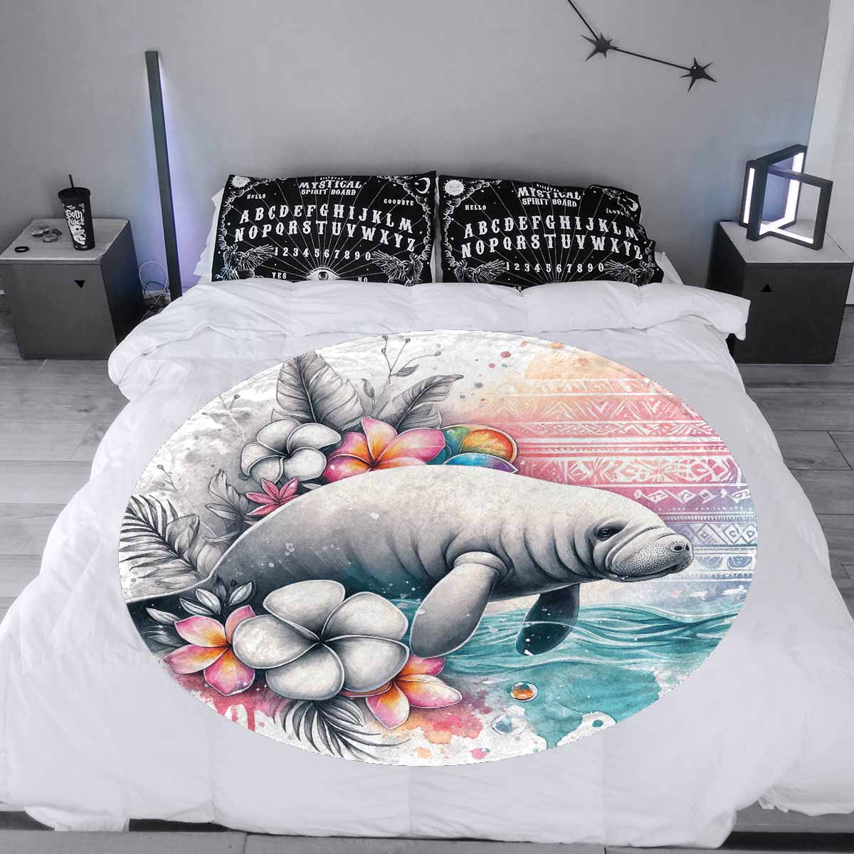 Sea_Animals_Dugong_Awd351110  Circular Micro Fleece Blanket 60"