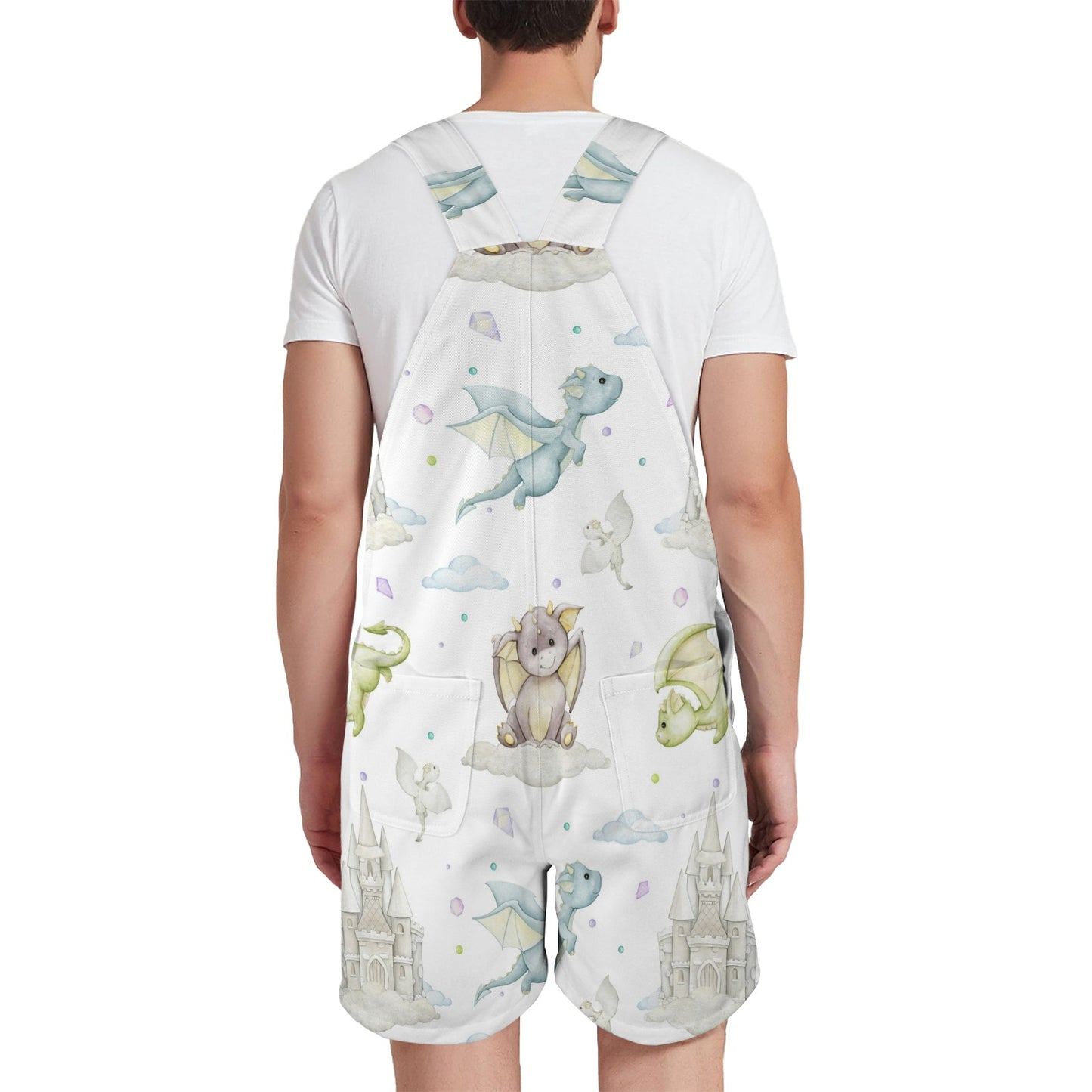 Whimsical Dragons Emerson Easy-Wear Jumpsuit Unisex Shorts Suspender Jumpsuit