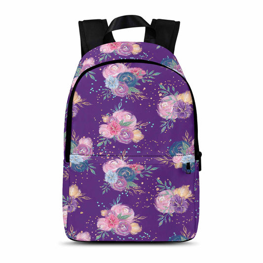 Purple Floral  Adult Casual Backpack