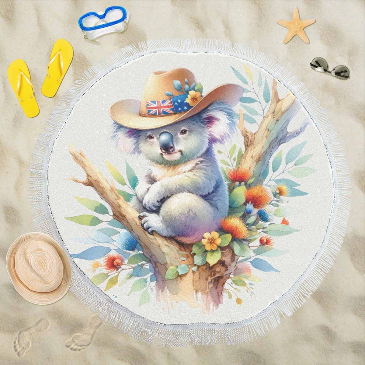 Australian Animals Koala Awd1316  Circular Beach Shawl 59"