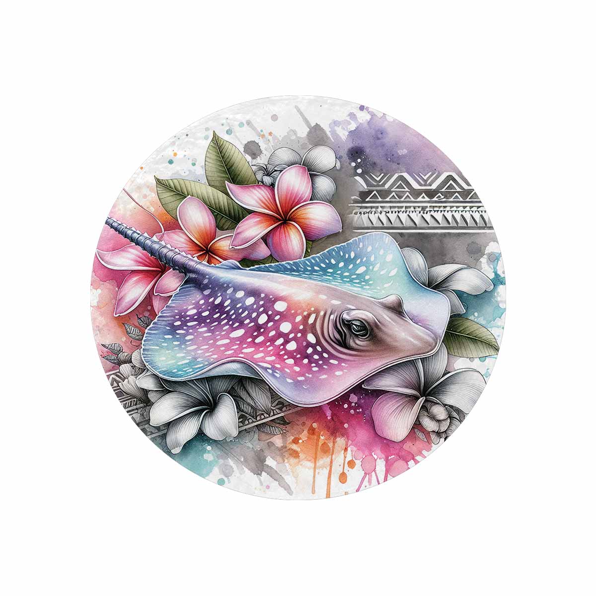 Sea_Animals_Stingray_Awd35198  Circular Micro Fleece Blanket 47"