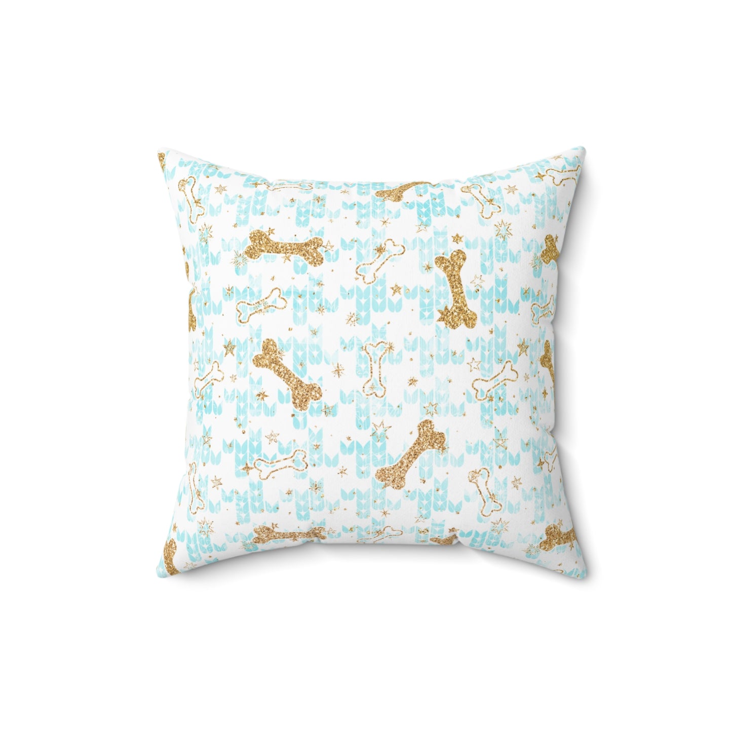 Spun Polyester Square Pillow, Doggie Bones Christmas Cushion