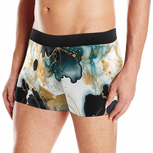 Black Gold & Green Ink Floral AUS Men's Boxer Briefs (Made In AUS)