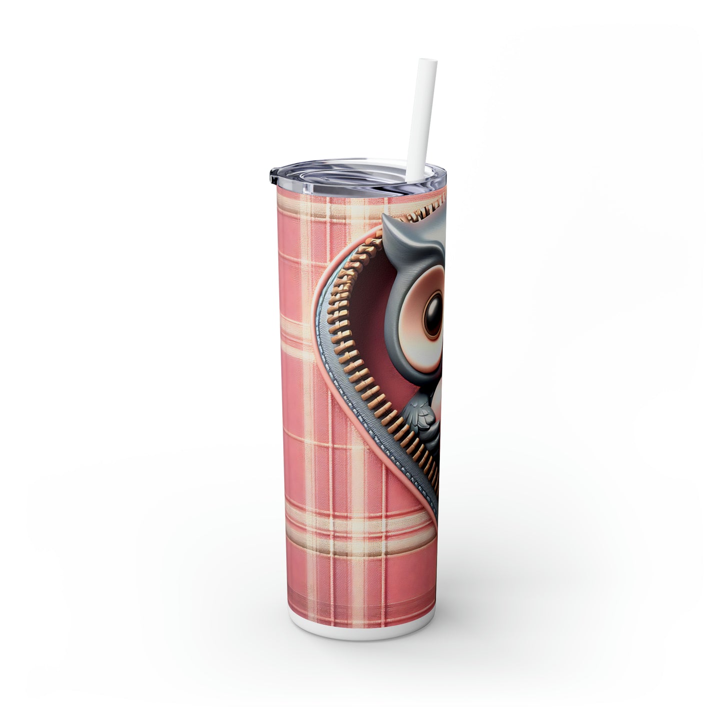 Skinny Tumbler with Straw, 20oz, Owl, Valentines Day