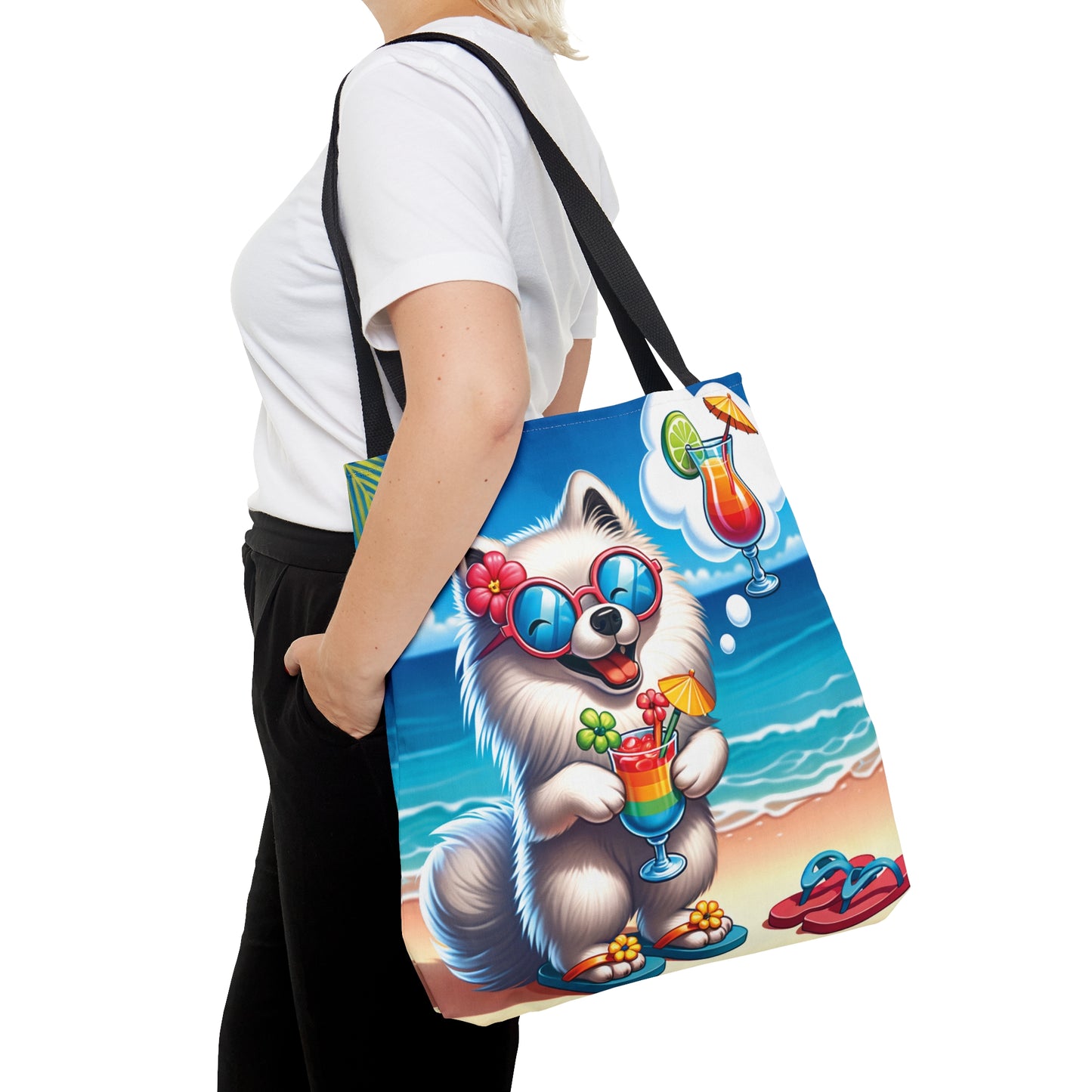 Tote Bag, Dog on Beach, American Eskimo, Tote bag, awd-1115