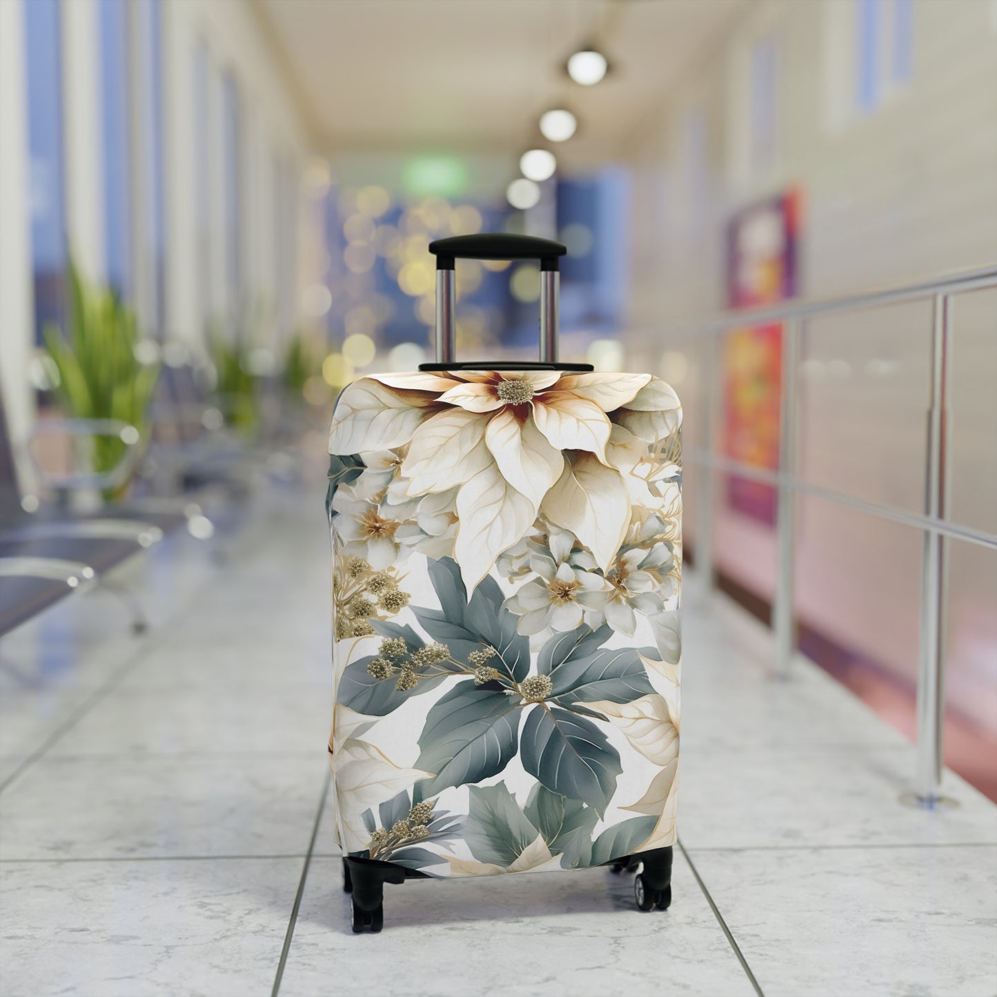 Luggage Cover, Cream Poinsettia