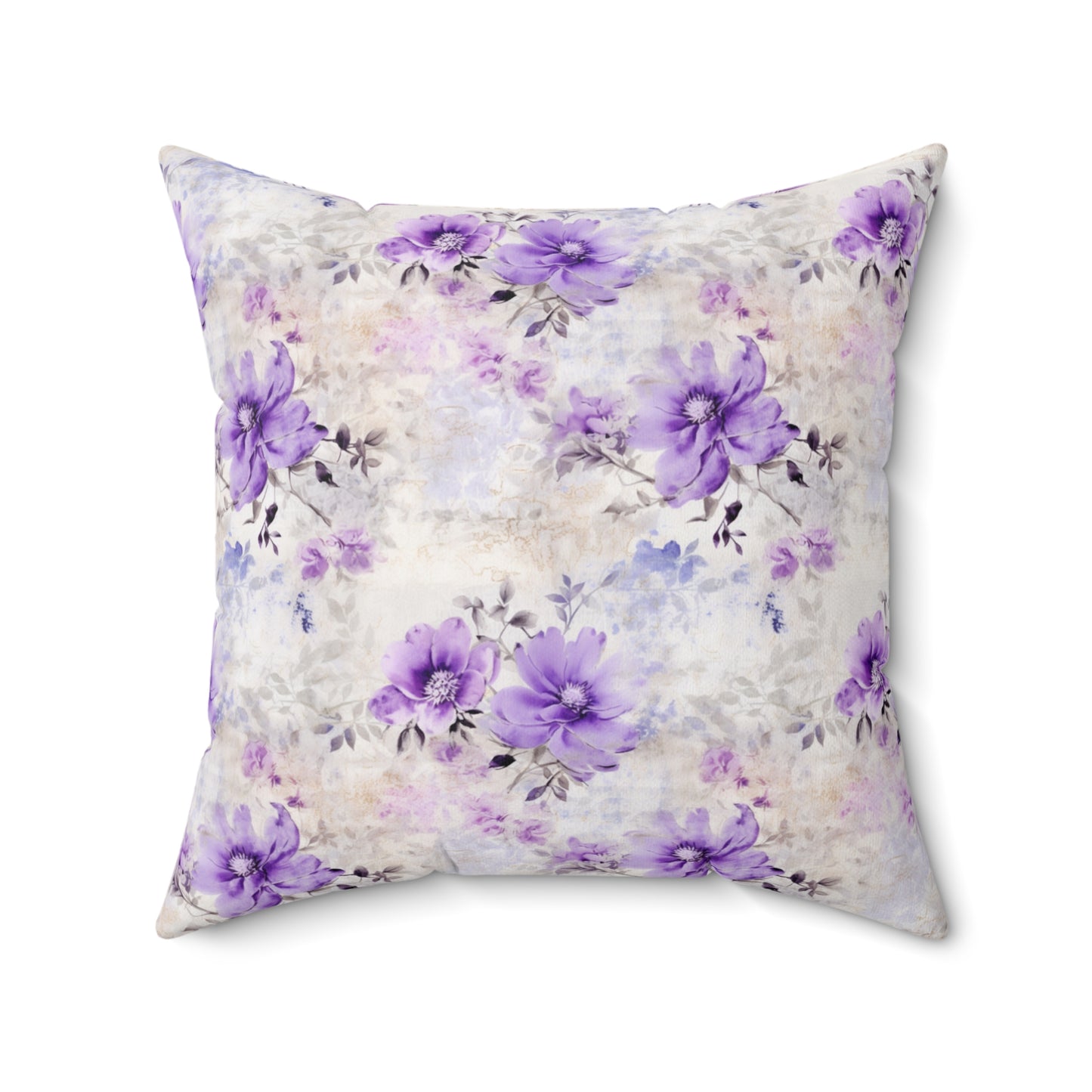 Spun Polyester Square Pillow, Floral Cushion