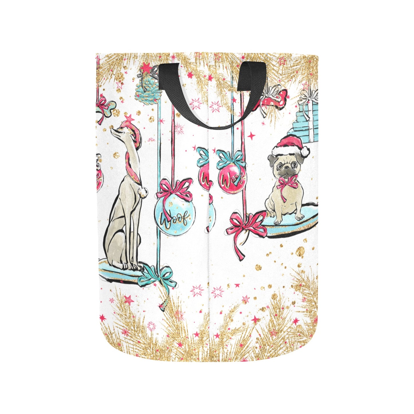 Laundry Basket Dog Christmas Laundry Bag (Large)
