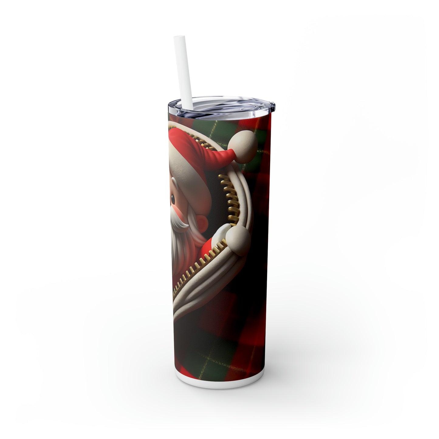 Skinny Tumbler with Straw, 20oz, Santa