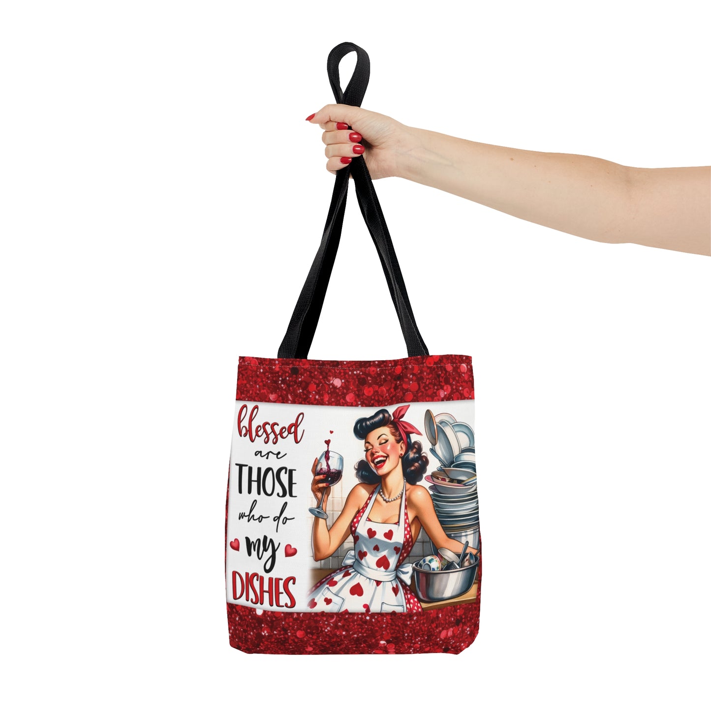 Tote Bag, Retro, Blessed are those who do the Dishes