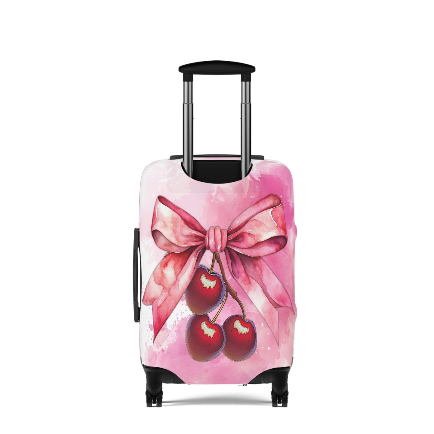 Luggage Cover, Rockabilly, Coquette, Pink Watercolor Cherries and Ribbon, awd-2504