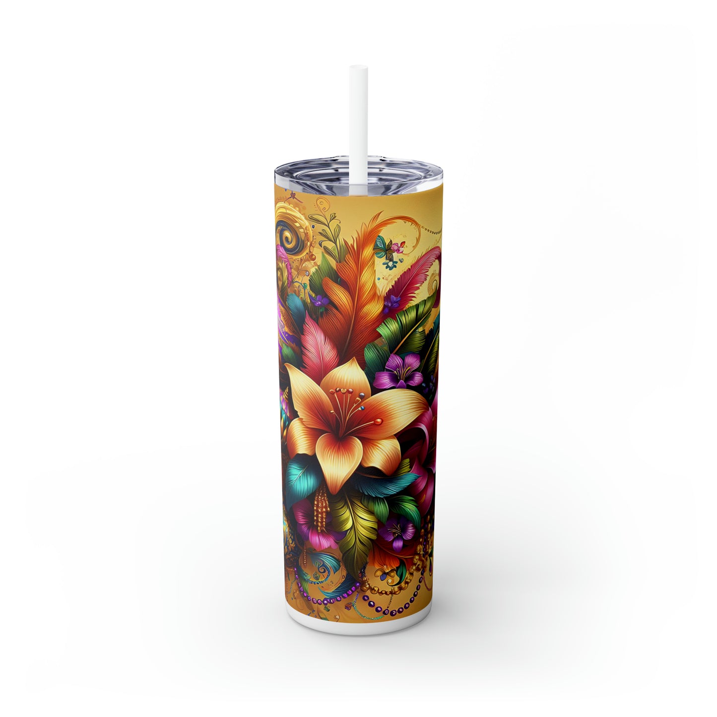 Skinny Tumbler with Straw, 20oz, Floral, awd-304