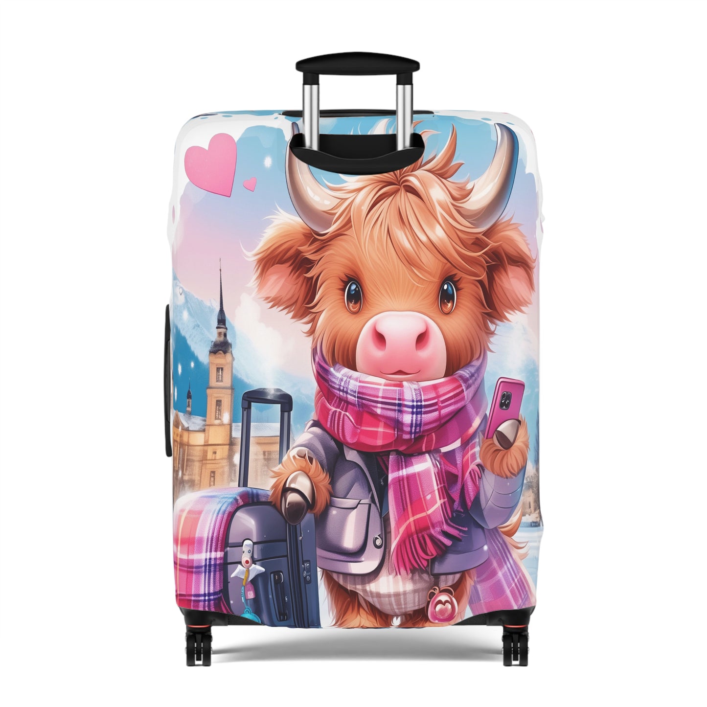 Luggage Cover, Travelling Highland Cow, awd-3023