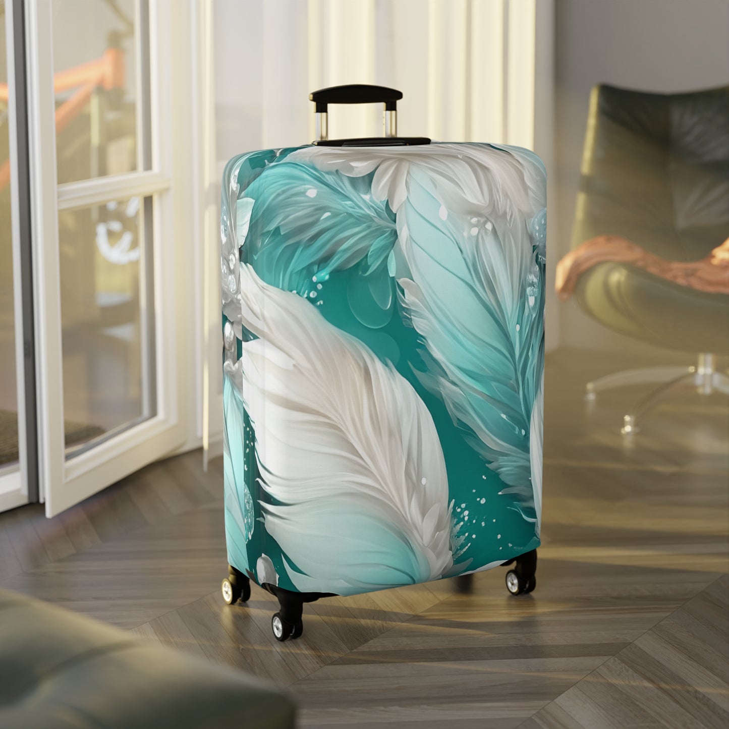 Luggage Cover, Turquoise Floral-3