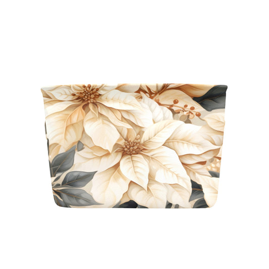 Cream Poinsettia2 Fabric Storage Basket