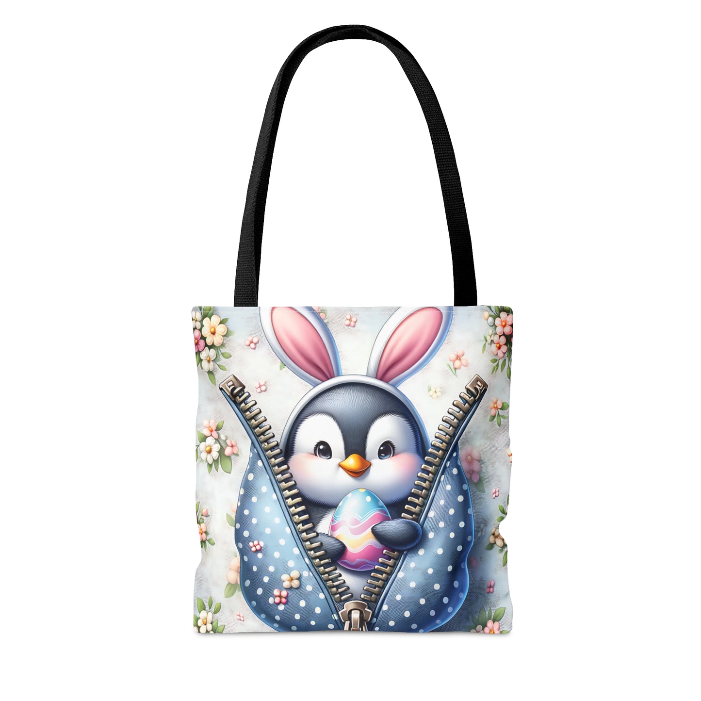 Tote Bag, Easter, Cute Penguin with Bunny Ears, Personalised/Non-Personalised Tote bag