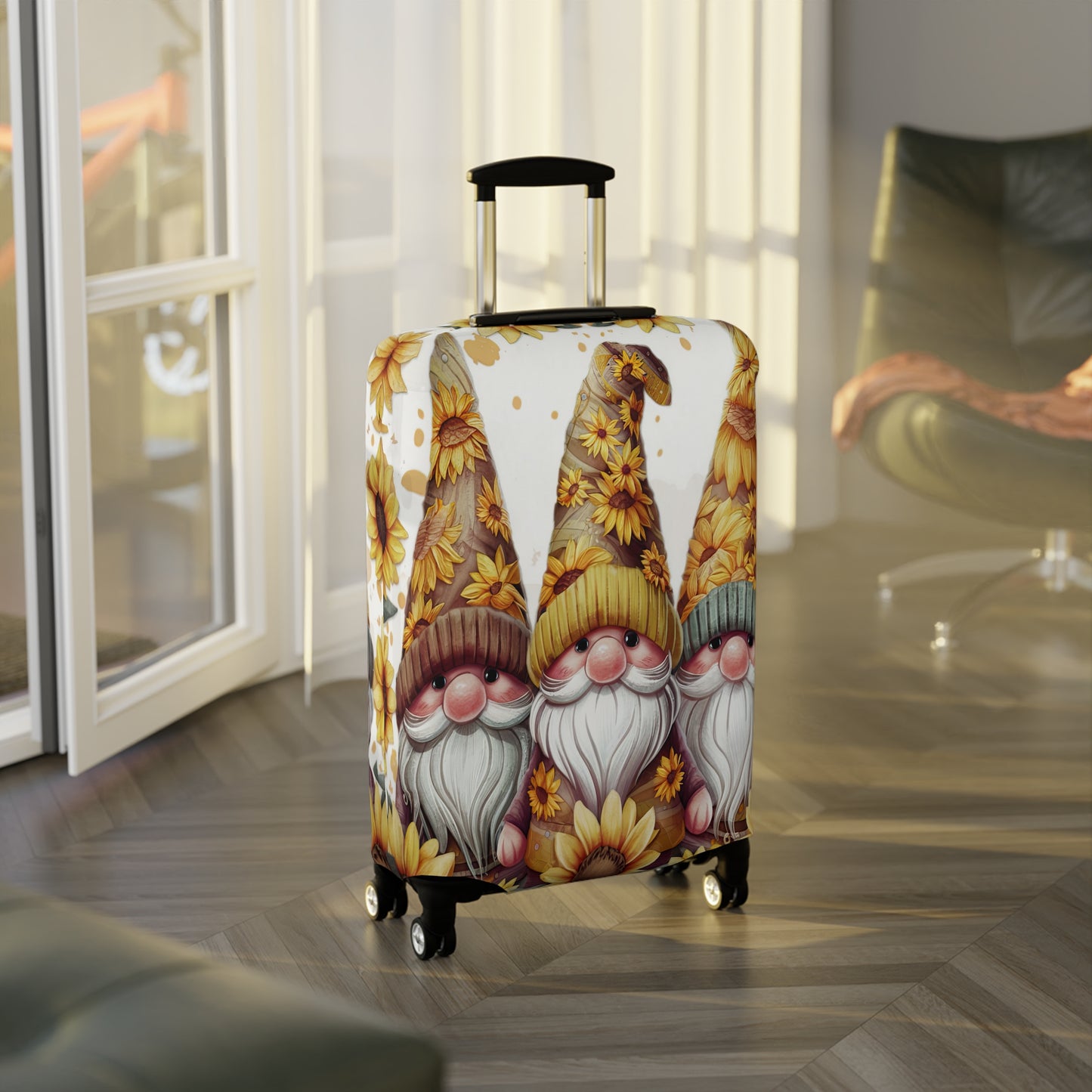 Luggage Cover, Sunflowers, Gnomes, awd-1744